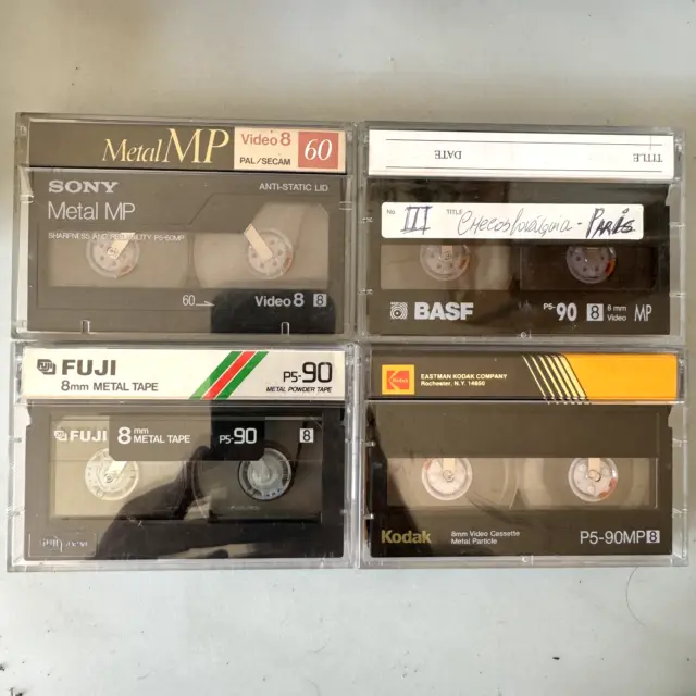 4x Fuji Kodak Sony BASF 8mm Cassette Tapes PAL Camcorder Home Video 8 Metal USED