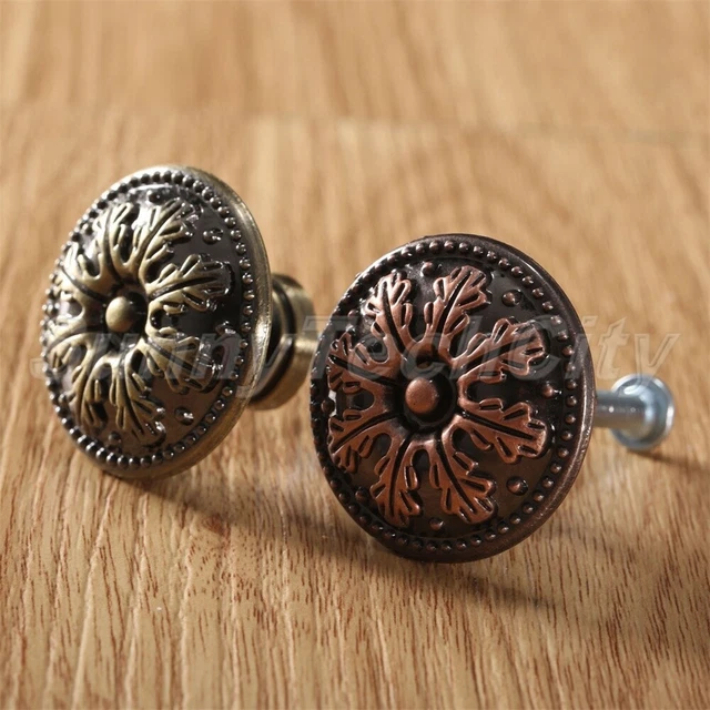2X Retro Round Snow Cabinet Knobs Drawer Cupboard Wardrobe Door Pull Handles