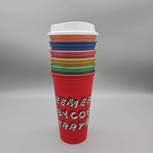 Starbucks Reusable Cups Tumblers W/ 1 Lid Holiday Fall Cold Hot Lot of 6