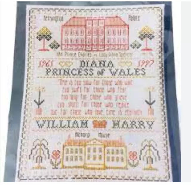 Princess Lady Diana Wales Memorial England William Harry Cross Stitch Cobweb H4