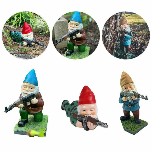 Home Lawn Ornament Figure Sculpture Funny Army Garden Gnome Statue Resin Decor