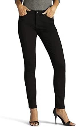 Lee Womens Petite Sculpting Slim Fit Skinny Leg Jean Black Size 6 Tall