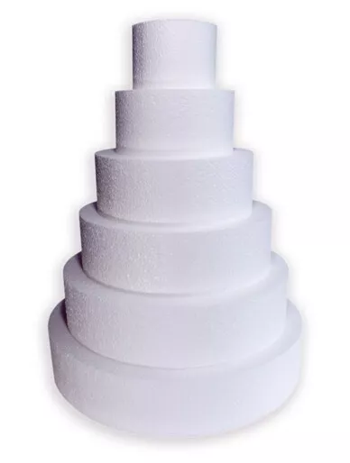 Cake Dummy Round Straight Edge Polystyrene 2 3 4 5 6 & 8 inch Depth - All Sizes