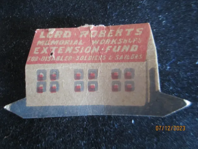 Lord Roberts Memorial Workshops  Wwi Period Fund Raising Paper Flag Pin Badge