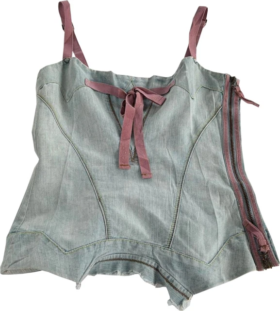 Bustier Glamour Marithé Et François Girbaud - Bleu Jean Et Vieux Rose - Taille S - Occasion En Très Bon état