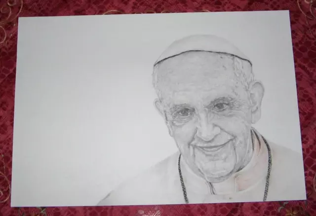 Disegno Matita E Carboncino 33X48 - Papa Francesco - Bellissimo!