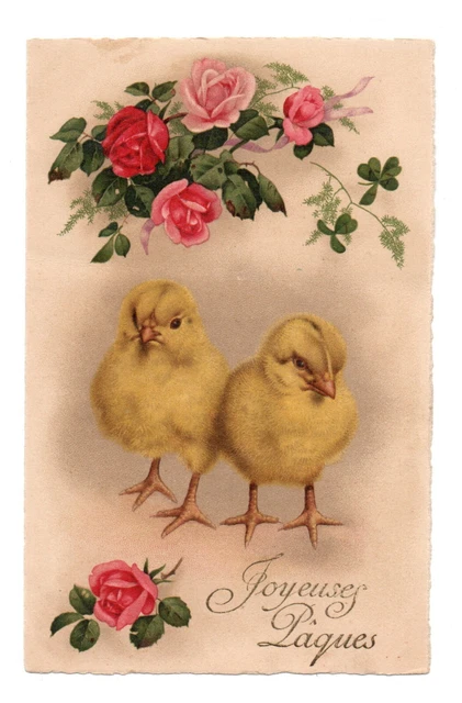 Cartolina Pasqua. Pulcini IN Posizioni Umani. Rosa