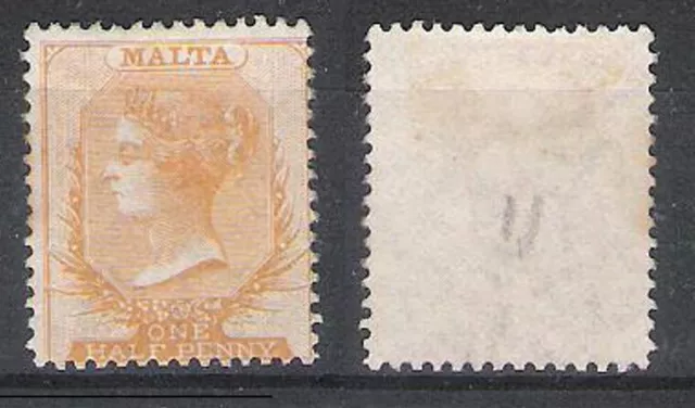 MALTA 1863-81 QV ½ d PALE-BUFF (HM) SG 11