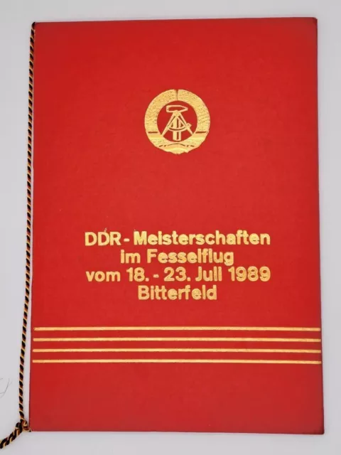  DDR Meisterschaften in Fesselflug 18.-23.07 1989 in Bitterfeld Urkundenmappe 