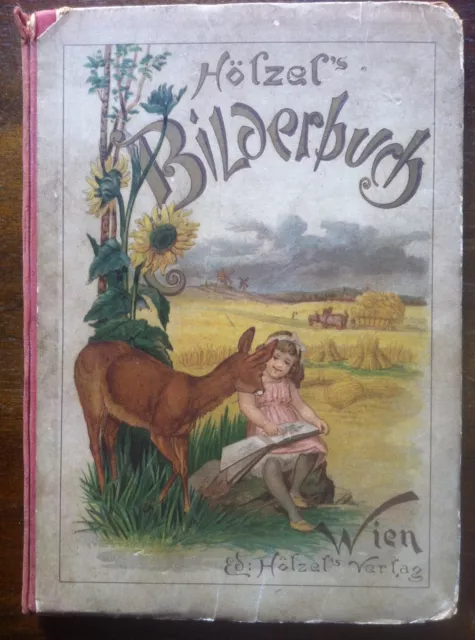 Hölzel Bilderbuch. - 4 Jahreszeiten. Wald. Stadt. Gebirge. Bauernhof Kompl 1885