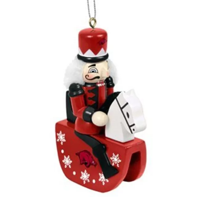 ARKANSAS RAZORBACKS Nutcracker FOOTBALL SPORTS Christmas ornament rocking horse