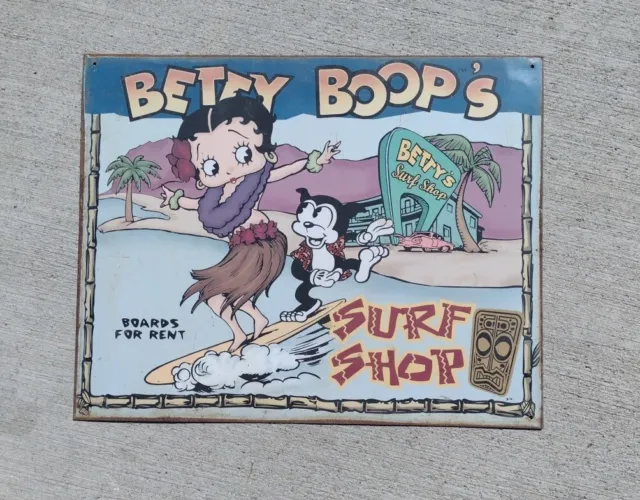 Metal Sign-Betty Boop’s Surf Shop-  15X12 Rusted