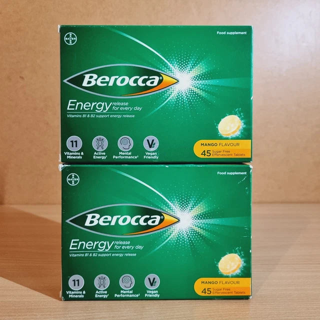Bo Roca BEROCCA ENERGY TABLETS Natural 45 Effervescent Mango Flavour 45x2 Exp 5 ...