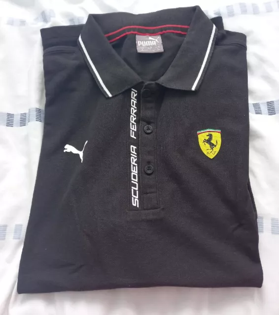 Puma Scuderia FERRARI Polo Shirt Short Sleeve Black Mens Large F1 Motorsport Puma Scuderia FERRARI Polo Shirt Short Sleeve Black Mens Large F1 Motorsport