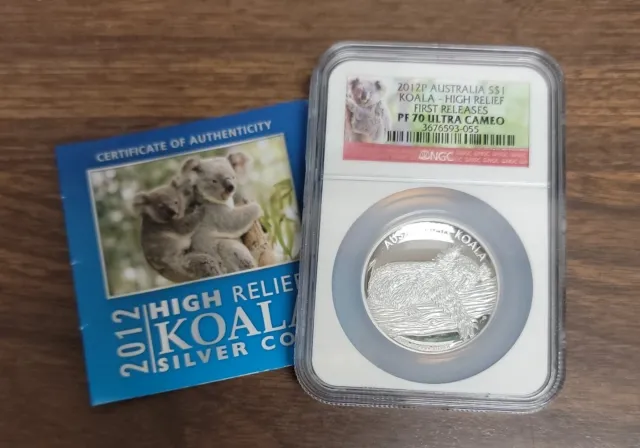 2012 P Australia Koala Silver $1 Coin - NGC PF70 Ultra Cameo High Relief  FR