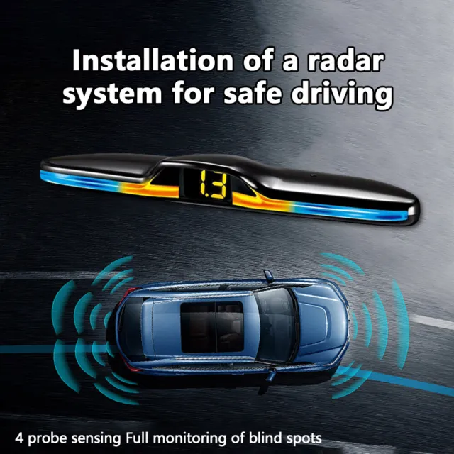 4 Parking Black Sensors LED Car Backup Reverse Rear Radar System Alert Alarm Kit 3