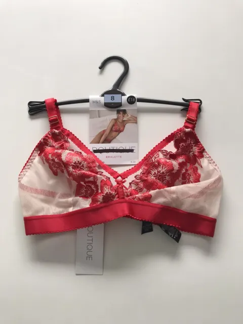 EX MARKS & Spencer Red Sheer Embroidered Embrace Side Sling Bra