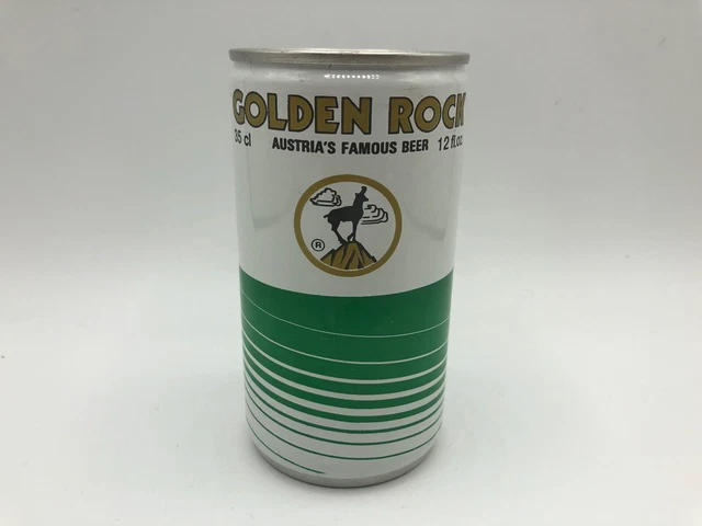 Golden Rock Beer Can 12 oz Austrias Famous Beer Flat Top Pull Tab Gosser
