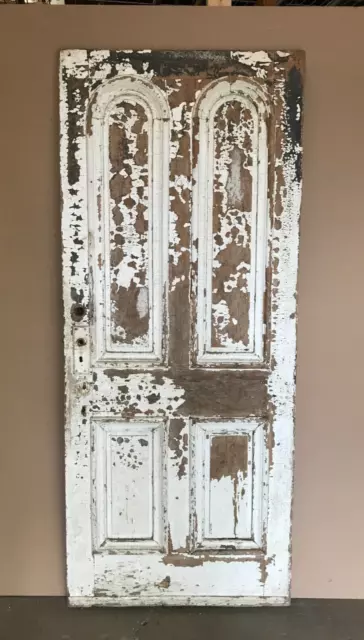1 Antique Exterior 34x80 Decorative Oak Double Arch Wood Door VTG Old 663-23B