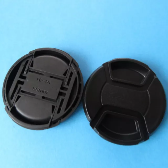 2 X 55mm Centre Pinch Front Lens Cap Universal Snap-on for Sony Canon RF Lenses