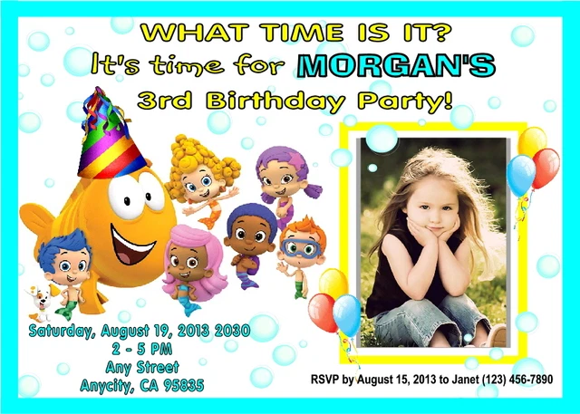 BUBBLE GUPPIES CUSTOM Printable Birthday Party Invitation &amp; Free Thank ...