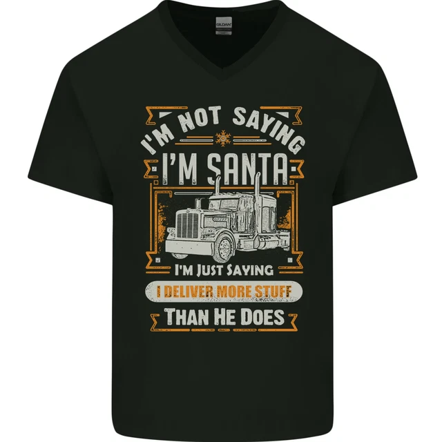 T-shirt da uomo Im Not Santa Delivery Driver scollo a V cotone