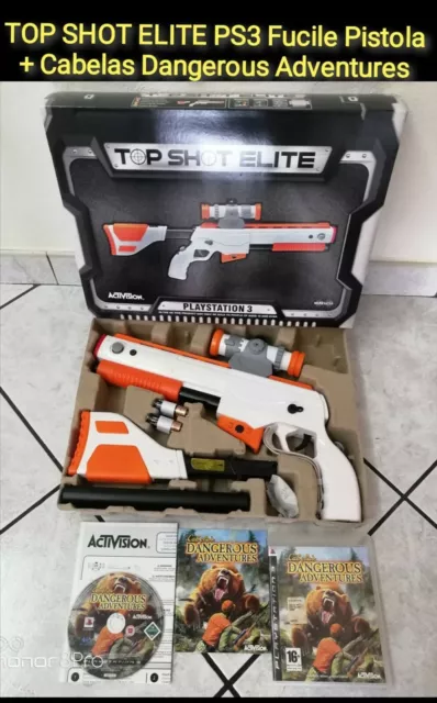 TOP SHOT ELITE PS3 Fucile Pistola + Cabelas Dangerous Adventures PS3 PLAYSTATION