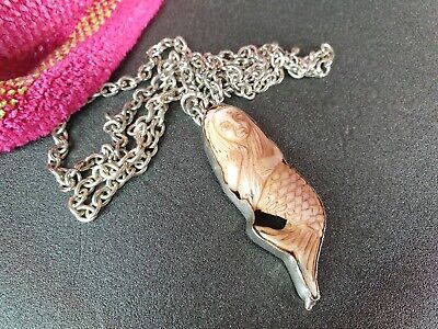 Old Nagaland Carved Mermaid Pendant  on Chain …beautiful collection 3