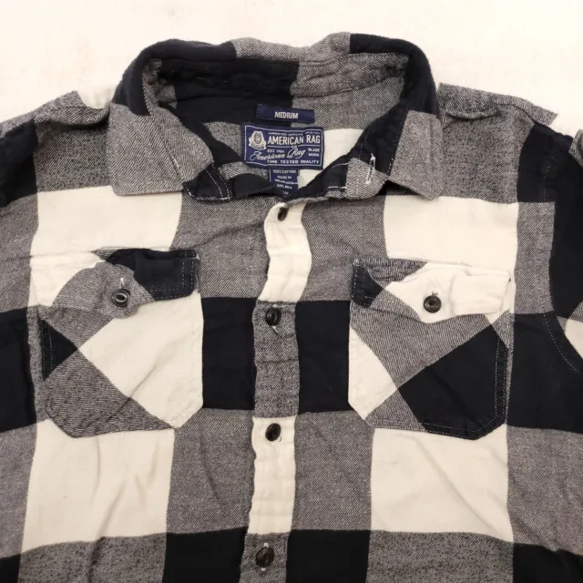 American Rag Cie Buffalo Check Flannel Button Up Shirt Mens Size Medium M Black