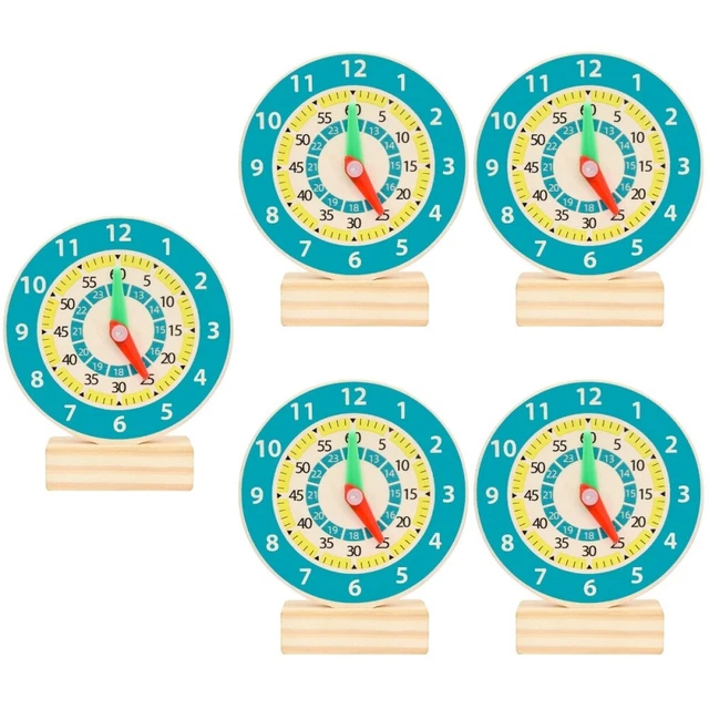 5x reloj de enseñanza para niños madera Montessori juguete reloj de enseñanza juguete