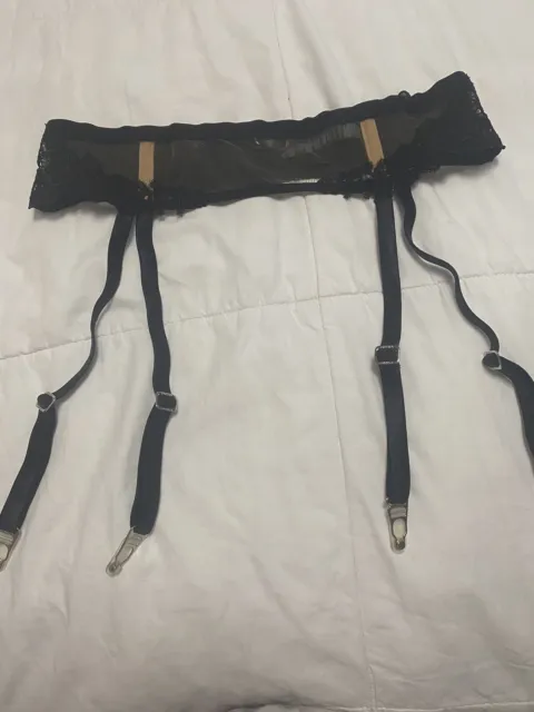 La Perla Macrame Tale Black Garter/Suspender Belt Large NWT