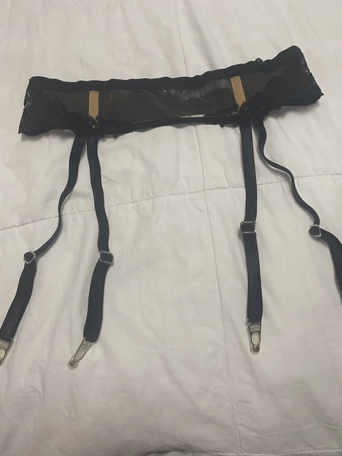 La Perla Macrame Tale Black Garter/Suspender Belt Large NWT