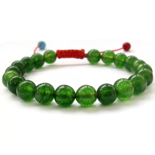8mm Green Crystal Bracelet Healing Bless mala Gemstone energy Bead Stretchy