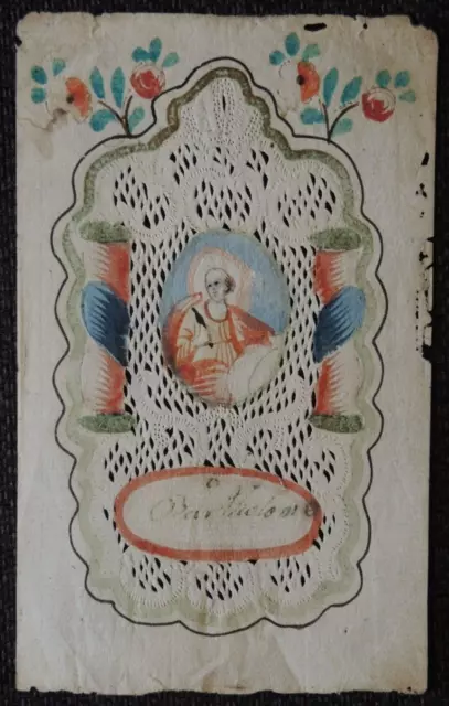Spitzenbild  S. BARTOLOMÄUS  CANIVET  holy card lace  santino Schnittbild  #2