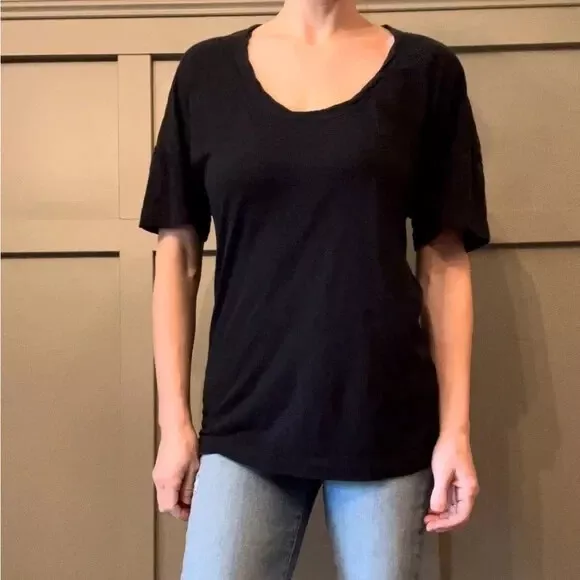 Standard James Perse Black Slub Cotton Jersey Pocket Front Tee Shirt Size 1 / Sm