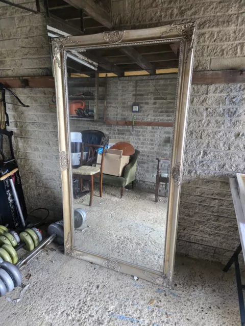 Ornate Burnished Gold Framed Large Free Standing Mirror