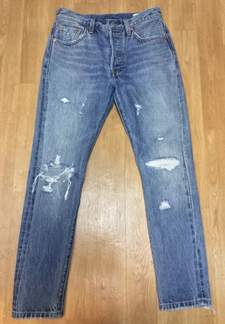 Levis 501 S Skinny Selvedge Skinny Jeans White Oak Cone Denim - Tag Size 25x28