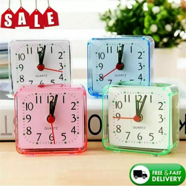 Mini Quartz Alarm Clock Bed Travel Compact Square Beep Table Colour Cute watch-