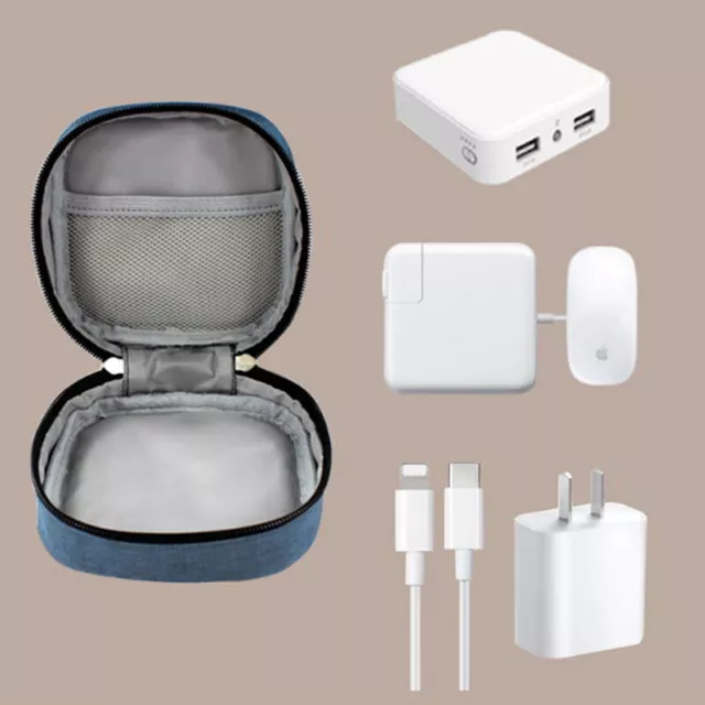 Mini Square Storage Bag Adapter Power Data Cable Headphone Mouse Organizer Case