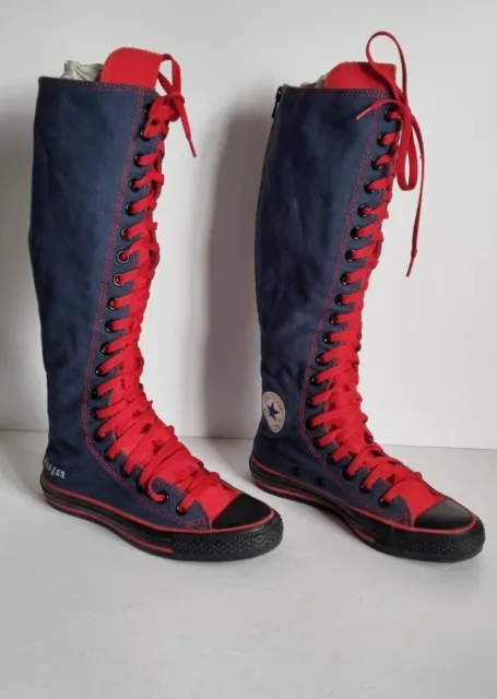 WOMEN'S BLUE & Red Chuck Taylor Converse All Star Knee High Boots UK   Teagan £ - PicClick UK