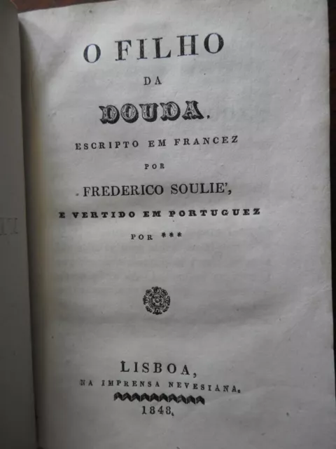 O Filho da Douda 1848 Soulie rare Portuguese small leather book Lisbon imprint 3