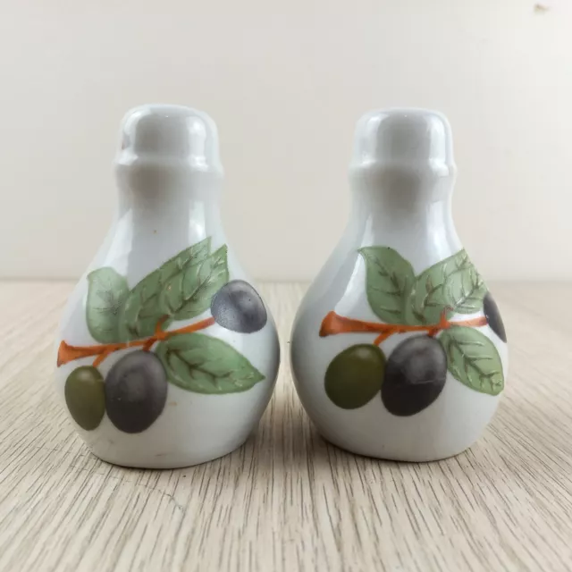 Ceramic Salt & Pepper Shakers Bell Shaped with Olive Print