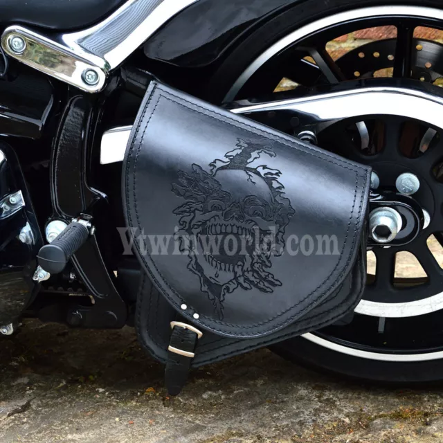 Lederschwinge Satteltasche Für Harley-Davidson Softail Breakout Fatboy Schädel