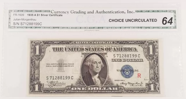 1935-A $1 Silver Certificate "R" Experimental Choice Unc FR #1609