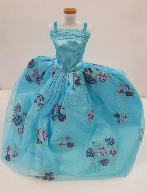 Quality Blue Flowers Wedding Dress for 12" size dolls ball gown gift UK seller
