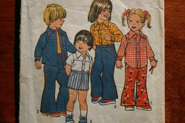 Simplicity 6779 Boys Girls Bell Bottom Pants Shorts Shirt Pattern Size  3 Or 4