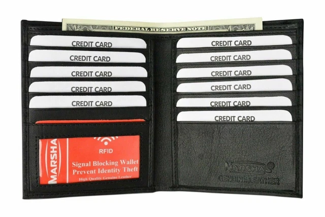 Men's Genuine Leather Bifold Wallet Slim Hipster  Cowhide Credit Card New RFID