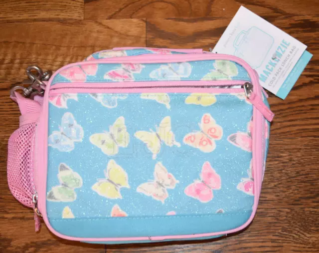 Pottery Barn Kids Mackenzie Butterfly Glitter Lunch Box Cold Pack  Mono Removed