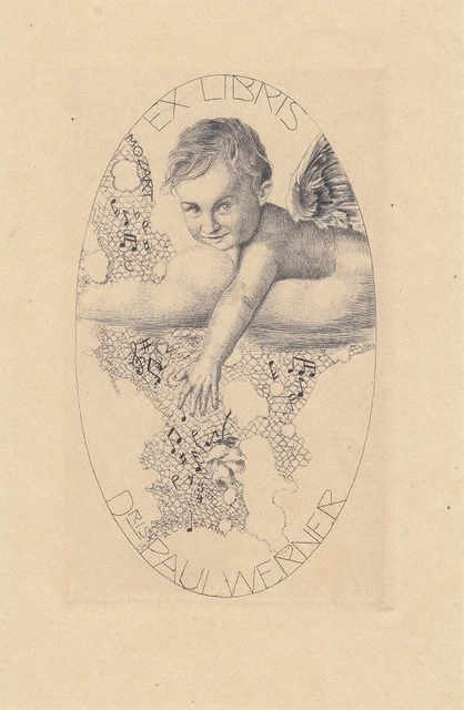 Exlibris Bookplate Copperplate Alfred Cossmann (1870-1951) Mozart Composer