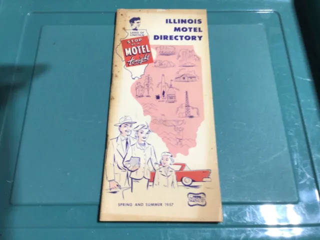 Vintage 1957 Illinois Hotel Motel Directory Brochure  Travel Lodging